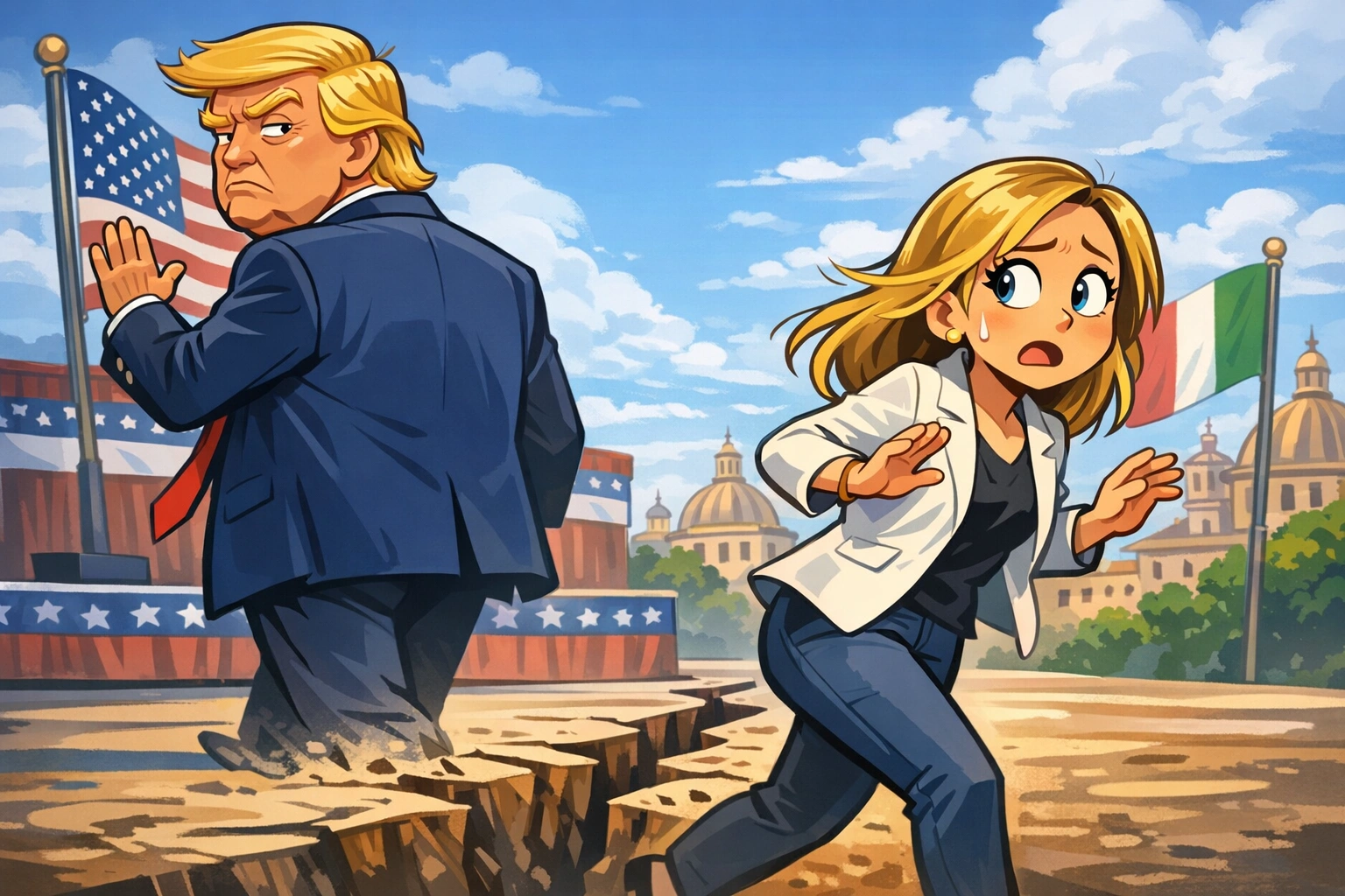 Trump scarica Meloni, e la premier tenta di smarcarsi